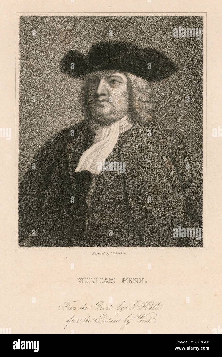 William Penn. Posselwhite, James (1798-1884) (incisore). Emmet Collezione di manoscritti ecc. In relazione alla storia americana i firmatari della Foto Stock