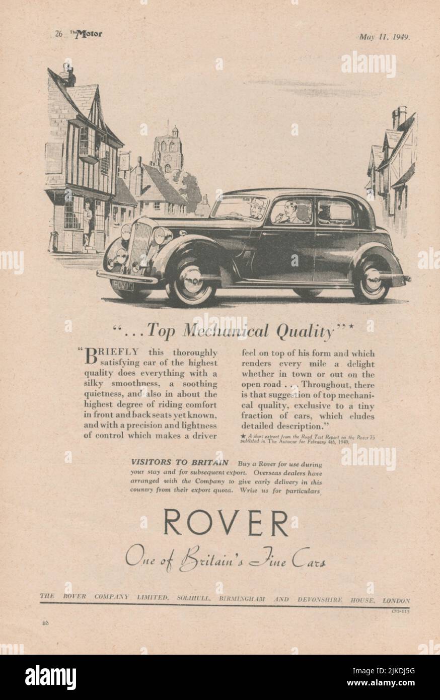 Rover automobili vecchia pubblicità d'epoca da una rivista automobilistica del Regno Unito Foto Stock