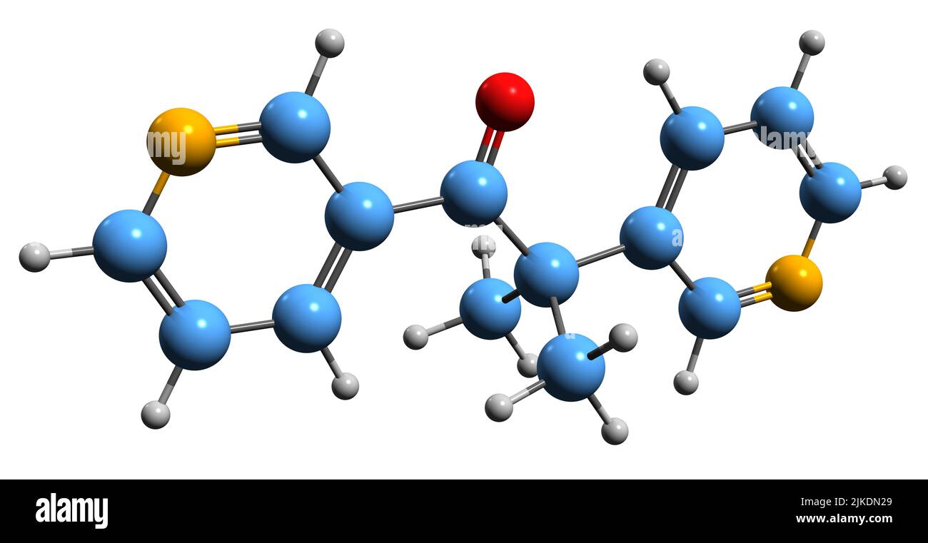 3D immagine di formula scheletrica metirapone - struttura chimica molecolare del farmaco isolato su sfondo bianco Foto Stock