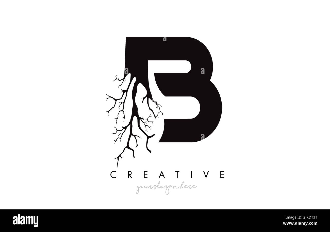 Lettera B Logo Design Creative con ramo di albero. B la lettera Tree Logo icona illustrazione vettoriale. Illustrazione Vettoriale