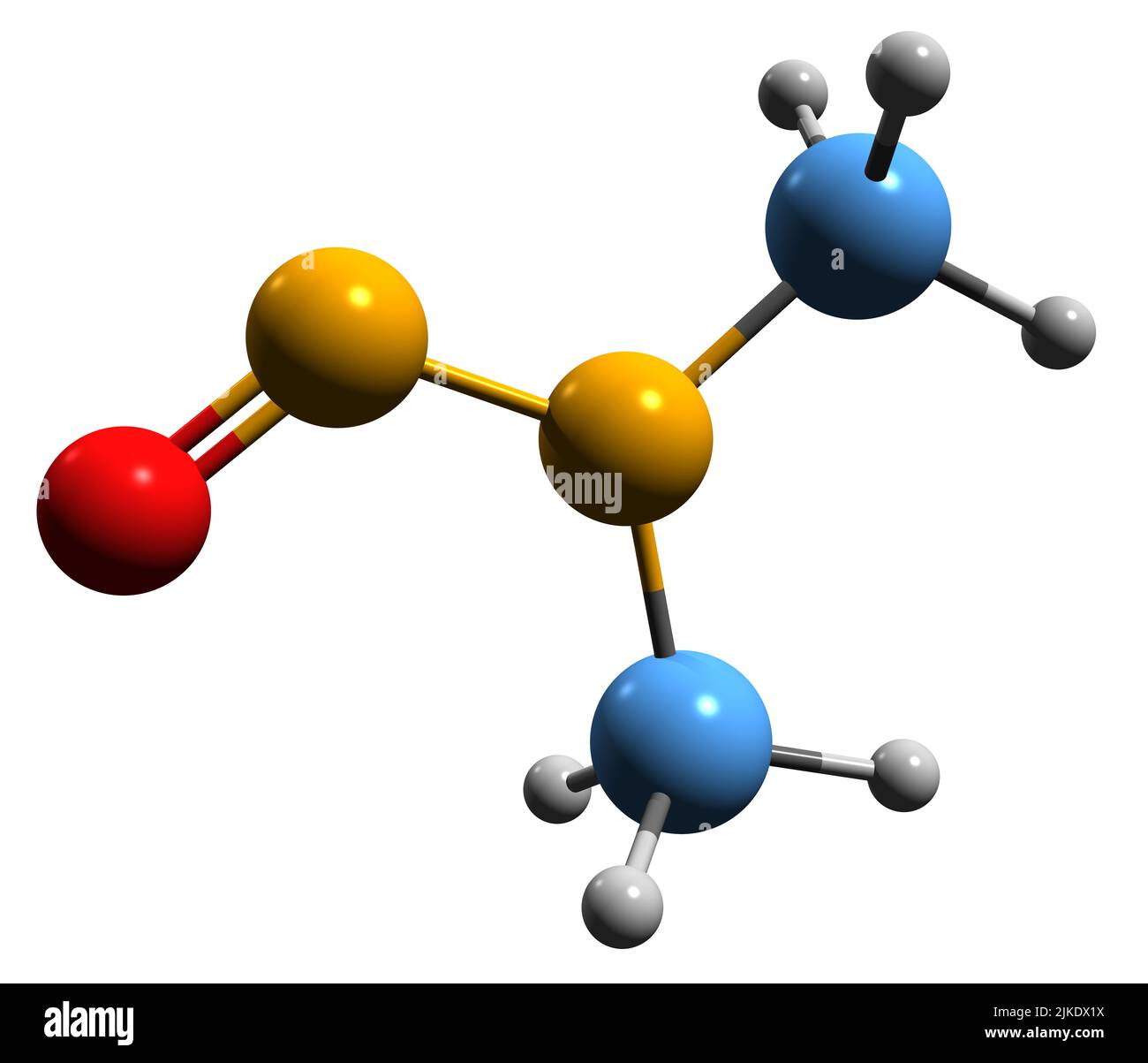 3D immagine di N-Nitrosodimetilammina formula scheletrica - struttura chimica molecolare di sostanza estremamente pericolosa isolata su sfondo bianco Foto Stock