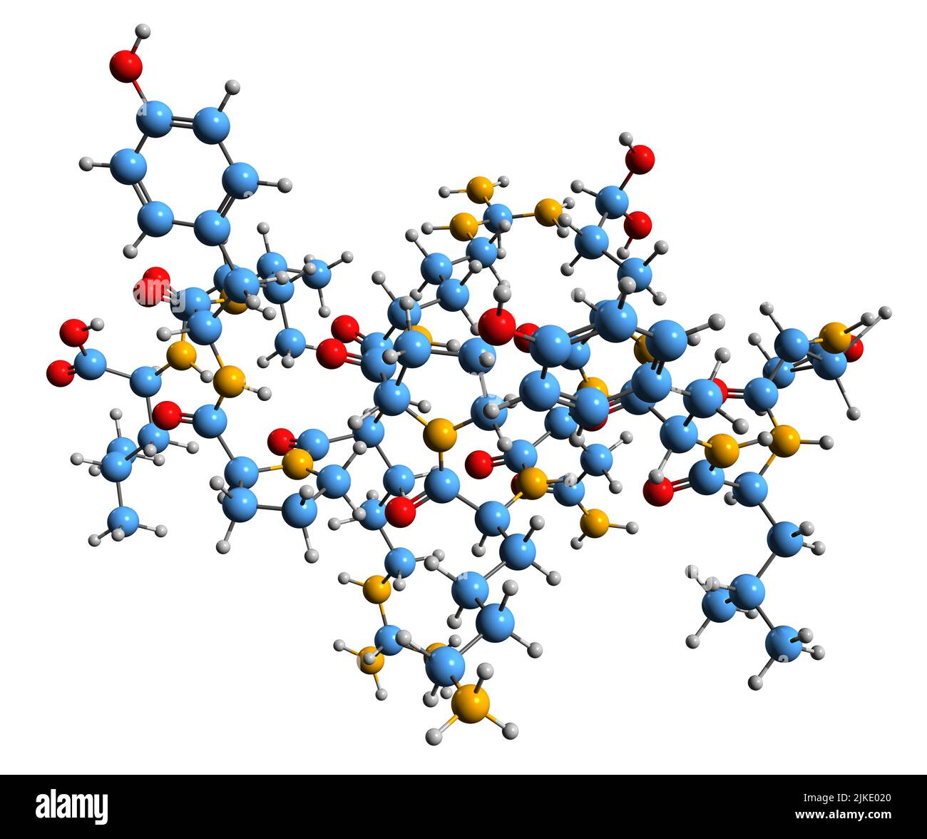 3D immagine della formula scheletrica della neurotensina - struttura chimica molecolare del neuropeptide isolato su sfondo bianco Foto Stock