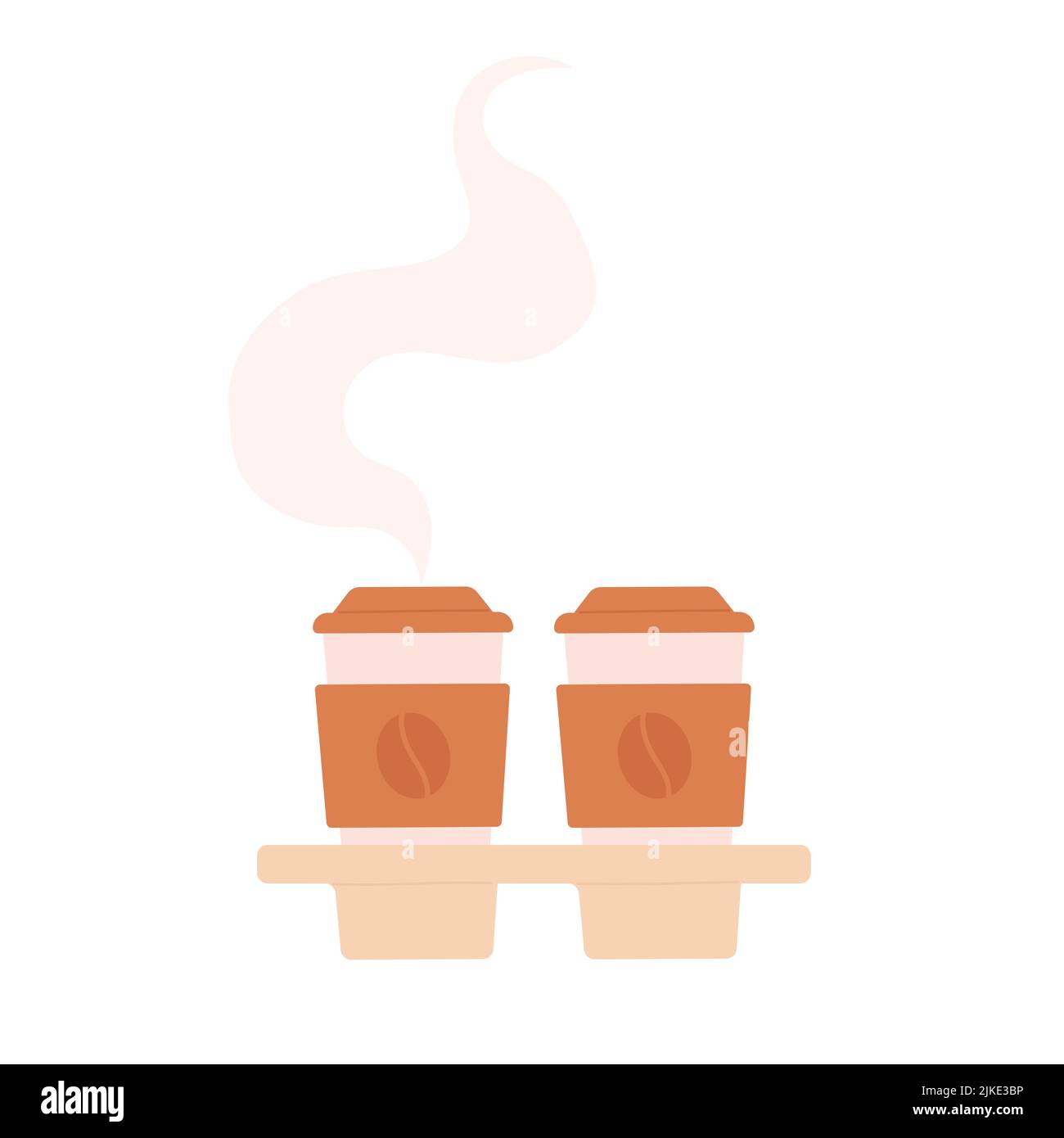 Servizio di consegna caffè caldo. Bevande da asporto, ordinazione online bevande illustrazione vettoriale Illustrazione Vettoriale