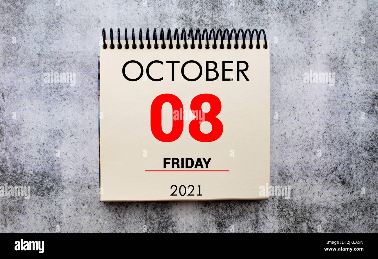 Salva la data scritta su un calendario - Ottobre 8. Foto Stock