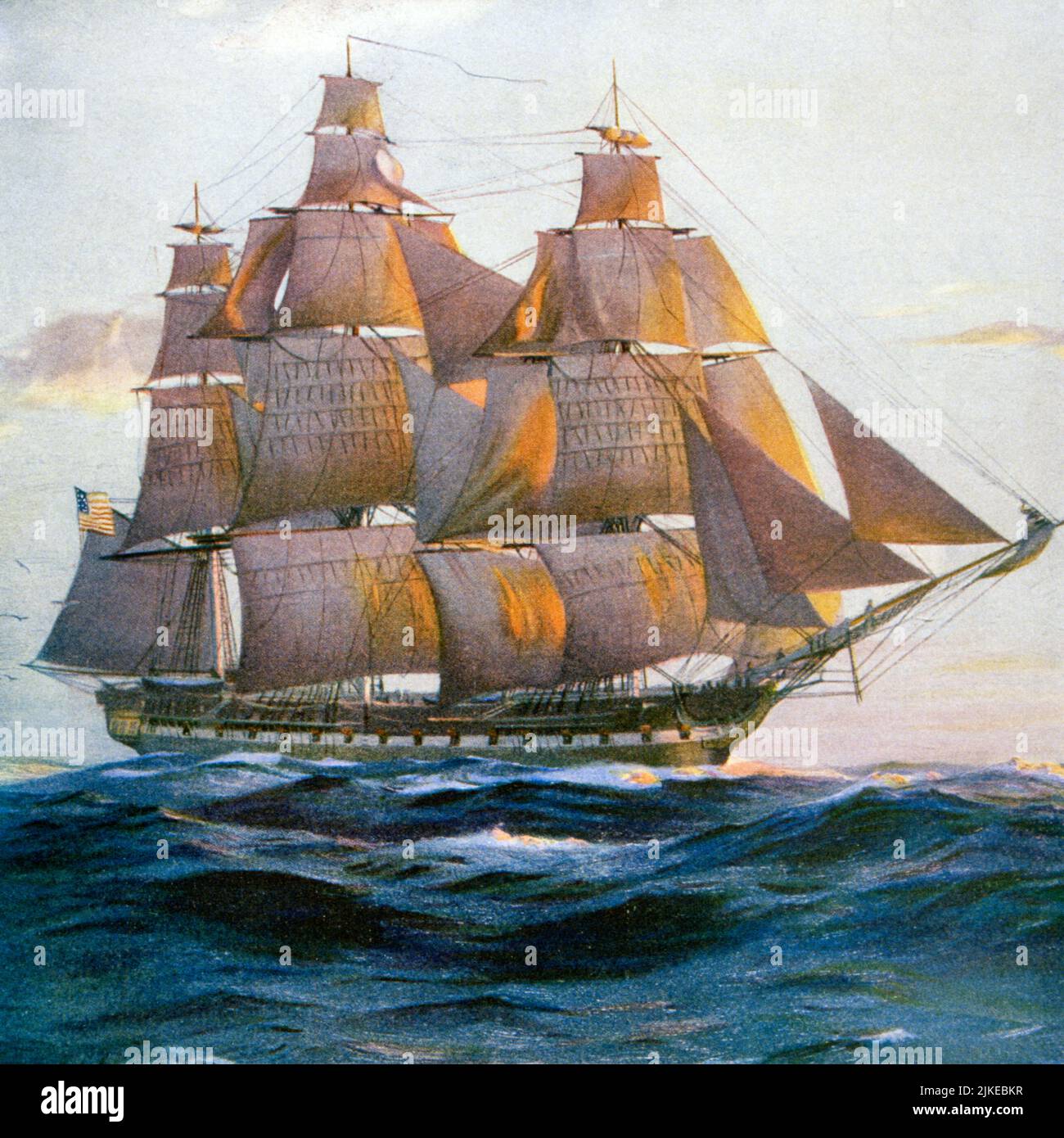 1790S USS COSTITUZIONE AKA OLD IRONSIDES TRE-MASTED LEGNO-HULLED FREGATA PESANTE DELLA MARINA DEGLI STATI UNITI LANCIATO NEL 1797 - KY2889 NAW001 HARS FORZE AKA CONCETTUALE NAVIGAZIONE ELEGANTE TRE-MASTED SOTTO LA VELA 1797 QUADRATO RIGATO SIMBOLICO USN LEGNO-HULLED CONCETTI VELA NAVE USS 1790S IN MARE ICONICA LANCIATO LETTERARIO DIGERITO VECCHIA RAPPRESENTAZIONE Foto Stock