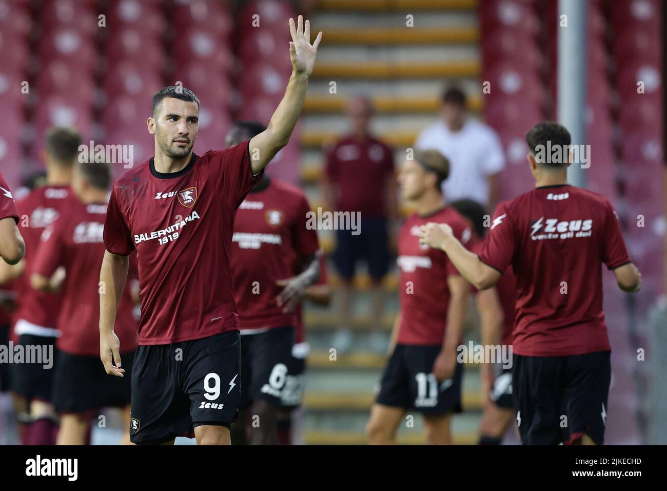 Foto Alessandro Garofalo/LaPresse30 Luglio 2022 Salerno, Italia - US Salernitana vs Adana Demirspor - amichevole gestive prima trofeo Angelo Iervolino. Stadio Arechi. Nella foto: Federico Bonazzoli (US Salernitana 1919); 30 luglio 2022 Salerno, Italia - US Salernitana vs Adana Demirspor, calcio sportivo, partita estiva primo trofeo Angelo Iervolino stadio Arechi. Nella foto: Federico Bonazzoli (US Salernitana 1919); Foto Stock