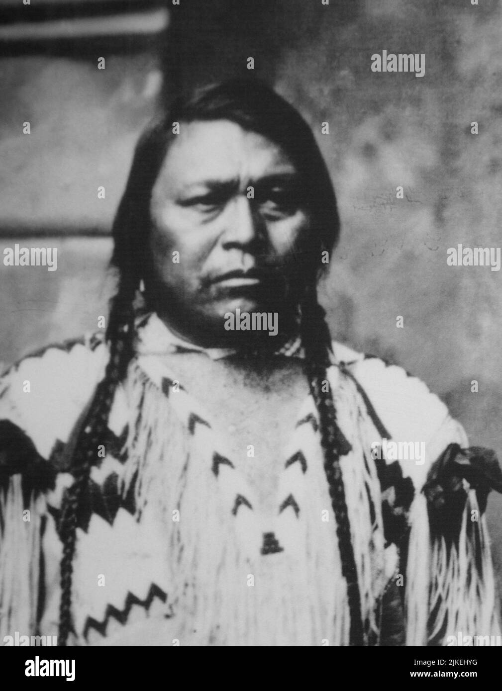Storico ritratto in bianco e nero fotografia del leader del Southern Ute Ouray, ca. 1875-1880 Foto Stock