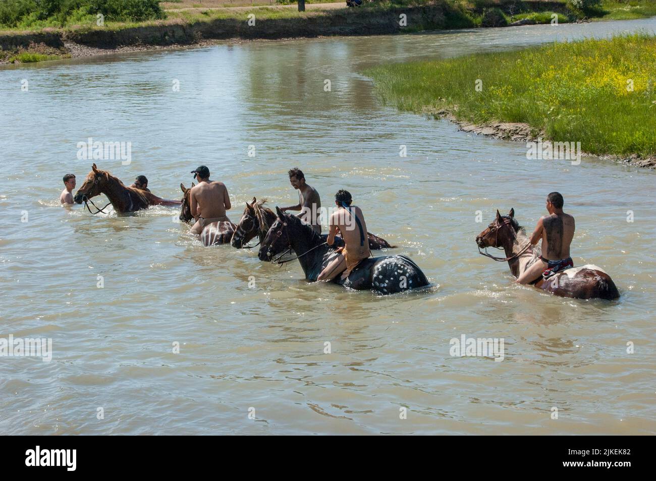 Sul fiume Little Bighorn, Crow Indian Reservation, Montana Foto Stock