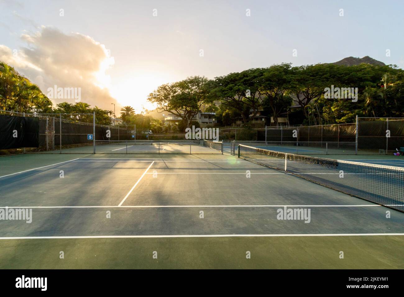 Donald A Andrews Diamond Head Tennis Center al mattino Foto Stock