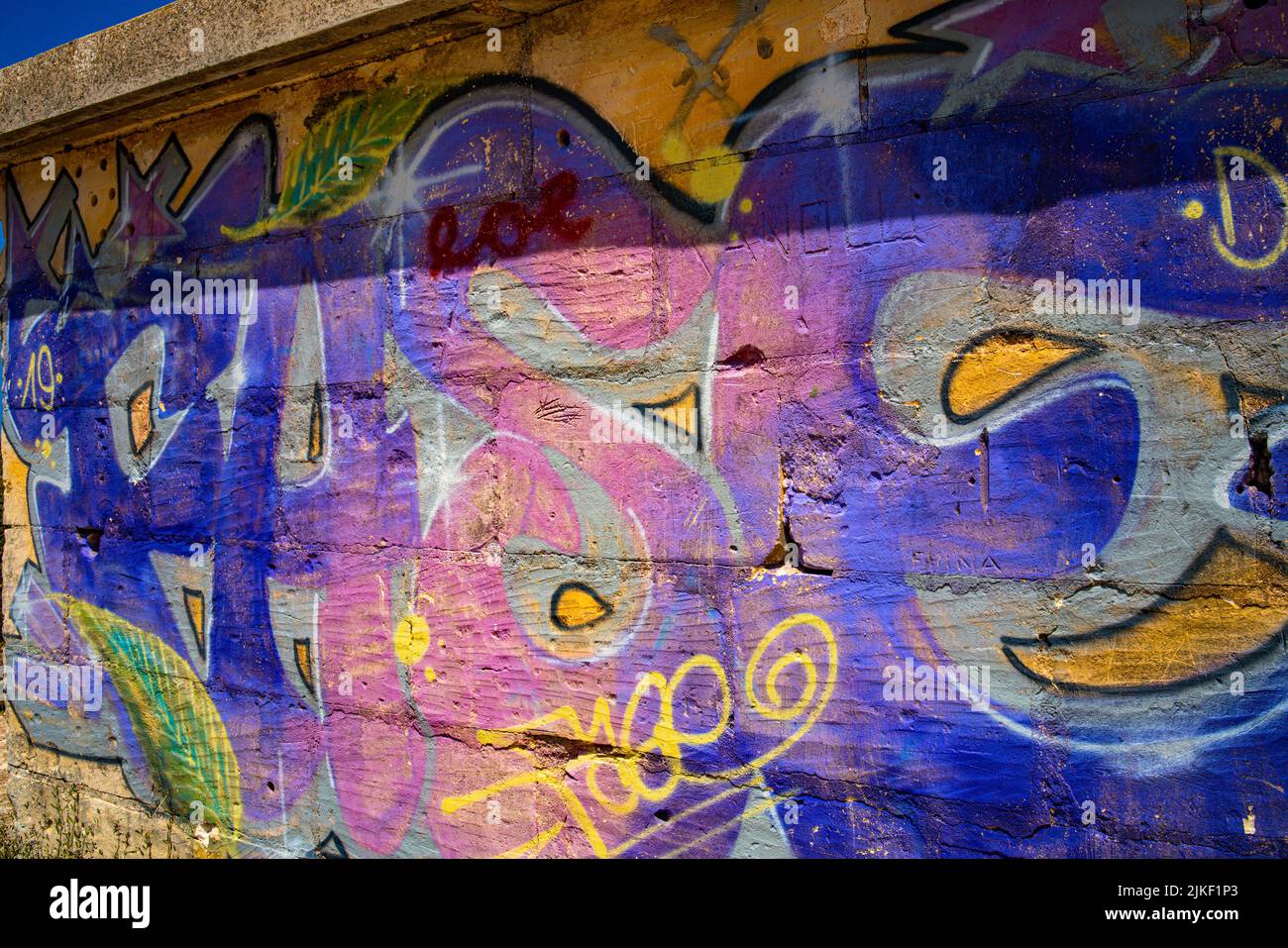 Graffiti Wall su edificio abbandonato Foto Stock