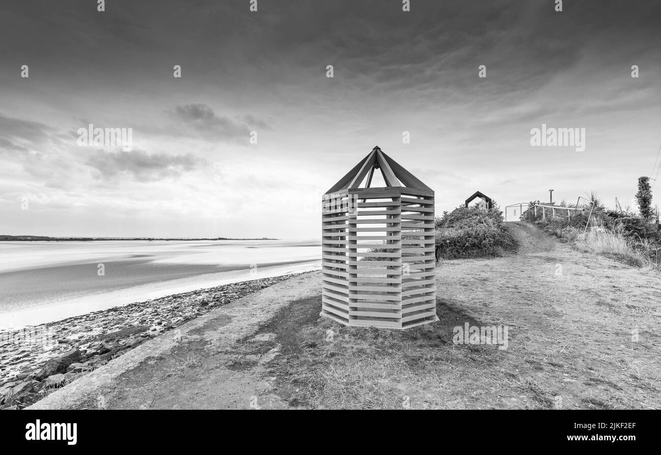 Scultura 'lookout', Lydney Dock, Gloucestershire. Foto Stock