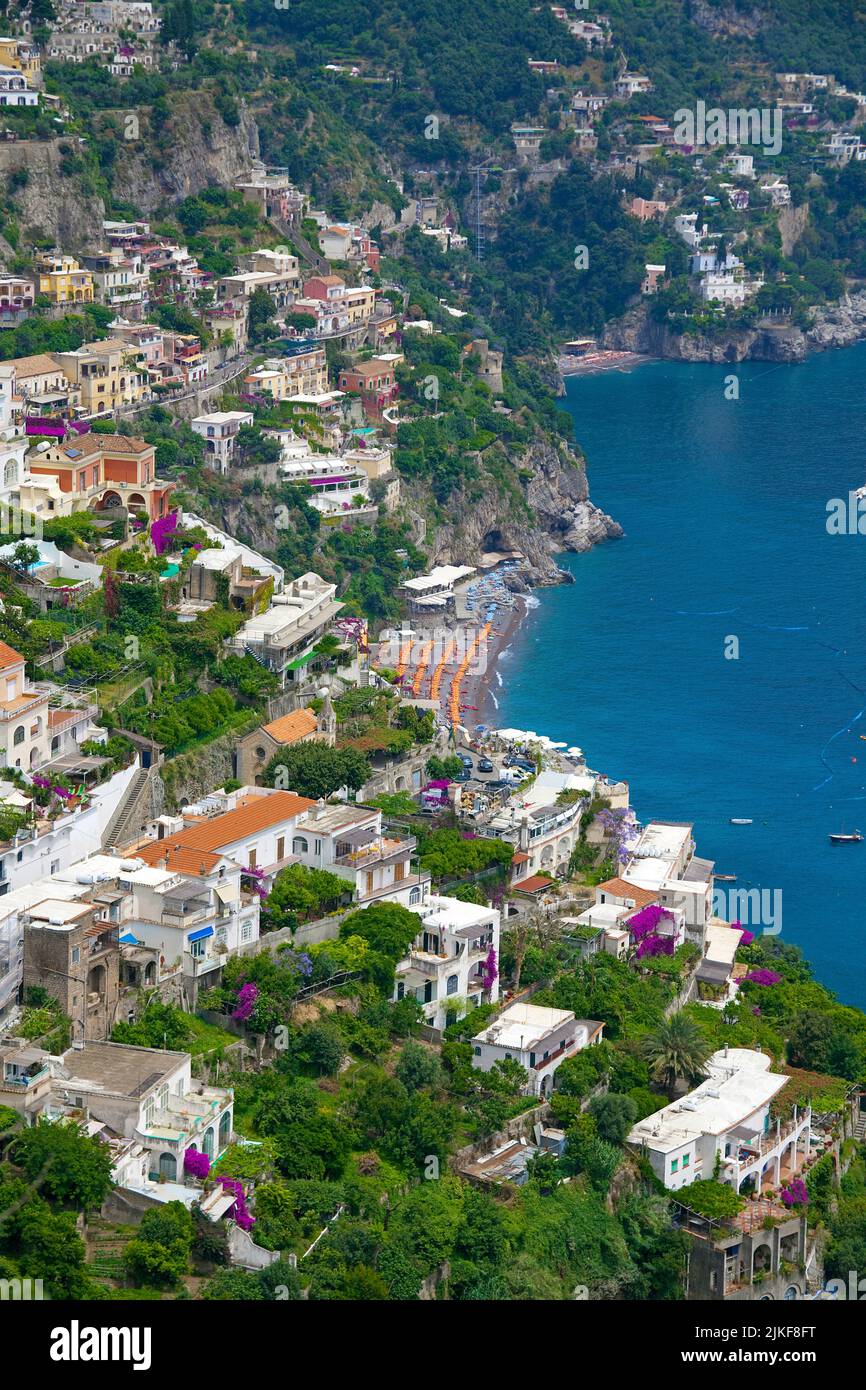 Case tipiche a Positano, Costiera Amalfitana, Patrimonio dell'Umanità dell'UNESCO, Campania, Italia, Mediterraneo, Europa Foto Stock
