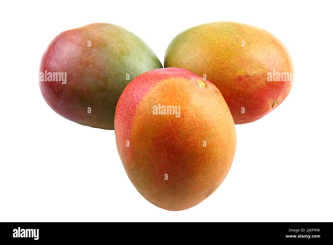 Tre Mango maturo isolato su bianco Foto Stock