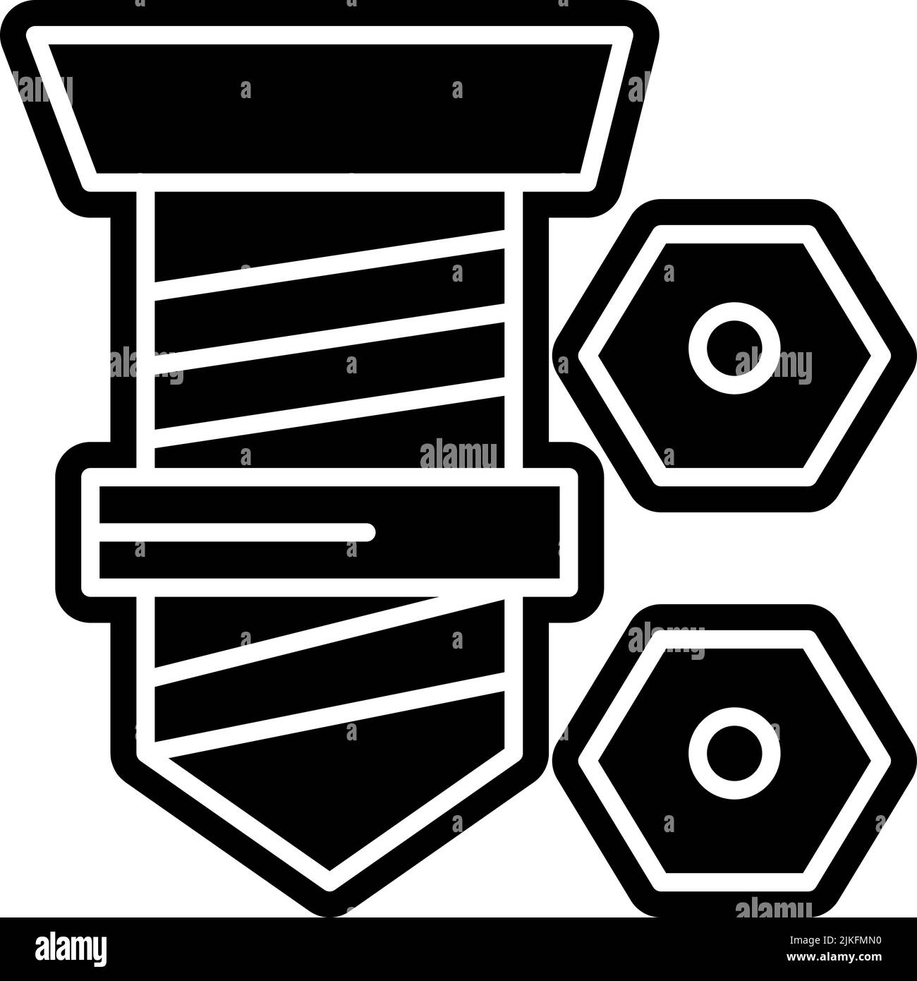immagine vettoriale nera con icona a vite. Illustrazione Vettoriale