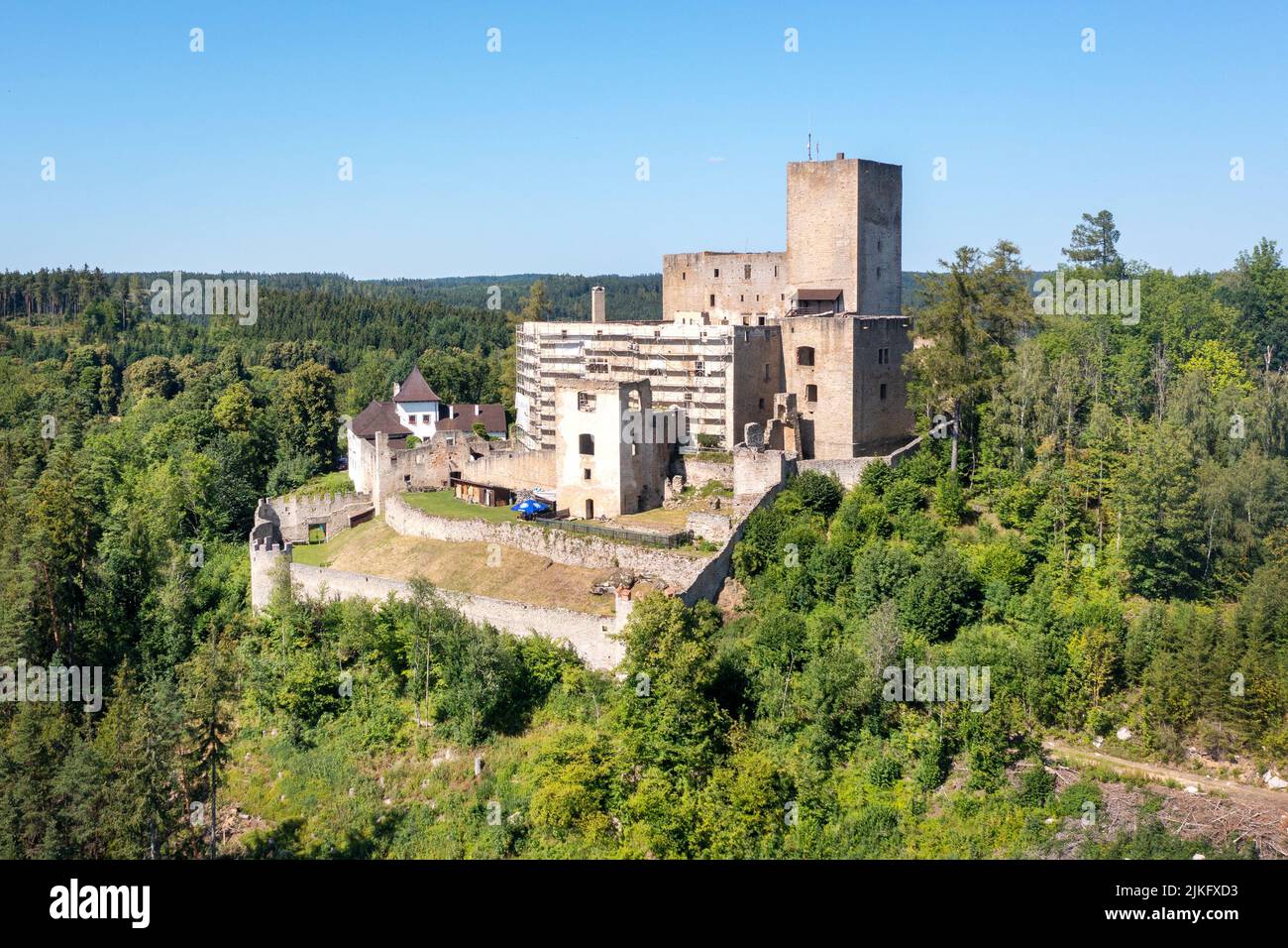 Hrad Landstejn, Staré Město pod Landštejnem, Ceska Kanada, Ceska republika / Landstejn castello, Boemia del Sud, repubblica Ceca Foto Stock