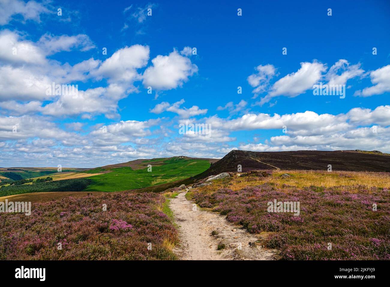 Lago artificiale di Ladybower visto dall'alto, da Derwent Edge, Peak District National Park, Derbyshire, Regno Unito Foto Stock