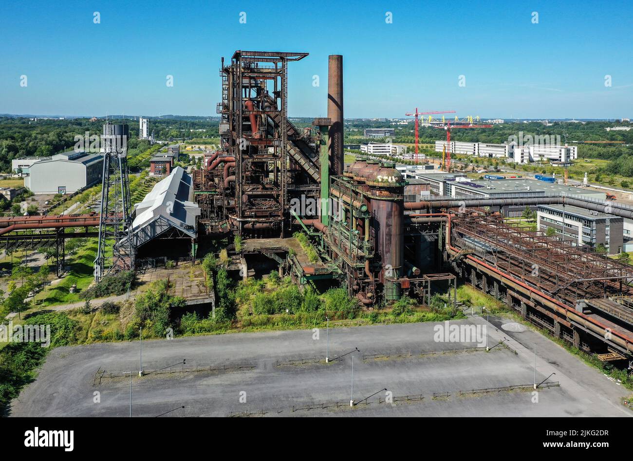 23.05.2022, Germania, Renania settentrionale-Vestfalia, Dortmund - stabilimento di altoforno di Phoenix West. Dopo la chiusura del vecchio impianto di altoforno di Hoesch nel 1 Foto Stock