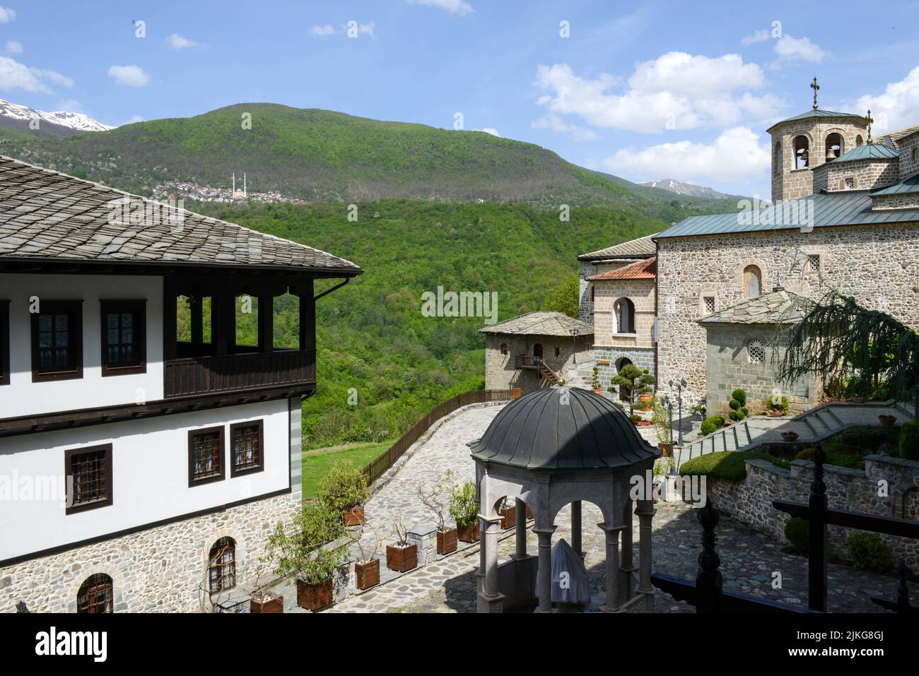 Vista del monastero di San Giovanni Battista Bigorski in Macedonia Foto Stock