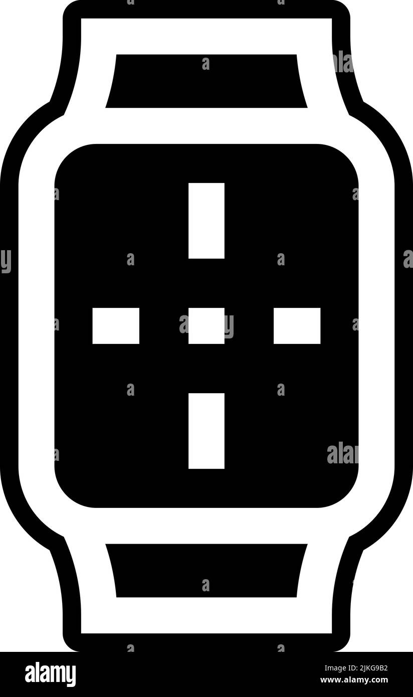 icona dell'applicazione smartwatch immagine vettoriale nera. Illustrazione Vettoriale