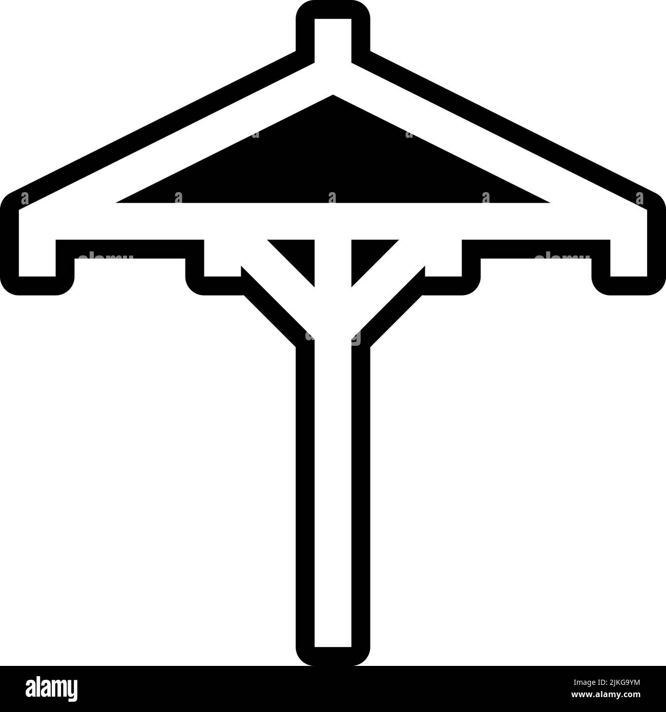 icona wagasa immagine vettoriale nera. Illustrazione Vettoriale