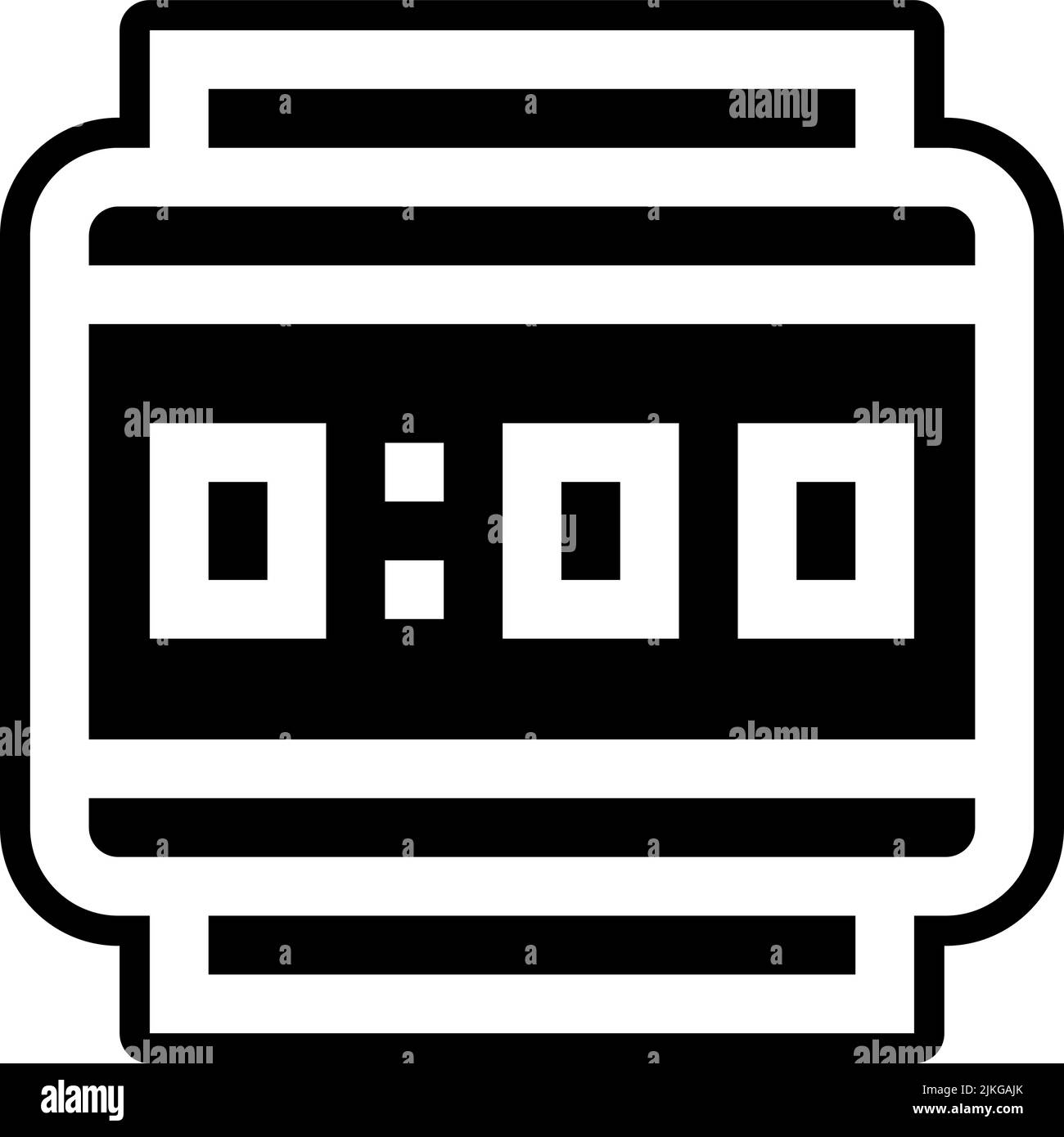 immagine vettoriale nera dell'icona dell'orologio digitale. Illustrazione Vettoriale