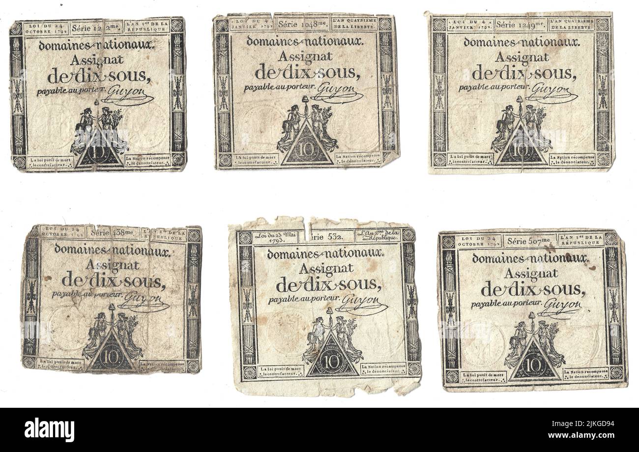 assignat de dix sous Foto Stock
