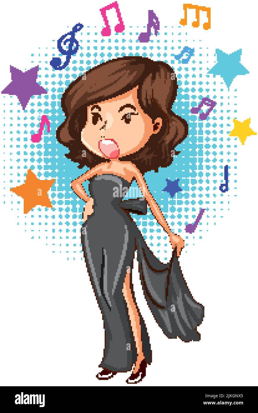 Illustrazione di un personaggio fumetto della cantante femminile Illustrazione Vettoriale