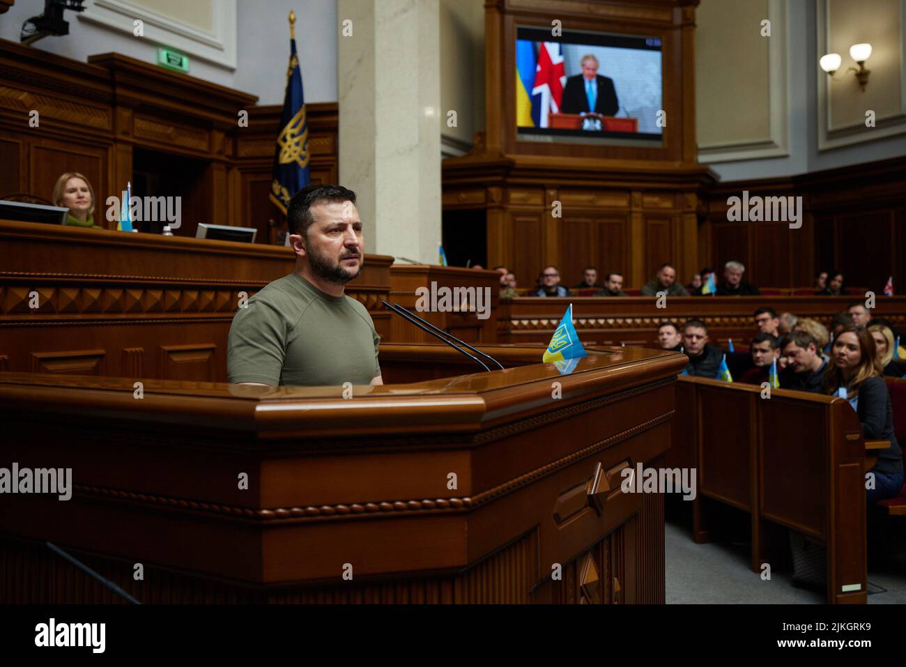 KIEV, UCRAINA - 03 maggio 2022 - il Presidente dell'Ucraina Volodymyr Zelenskyy nella Verkhovna Rada (Consiglio supremo dell'Ucraina ), Kiev, Ucraina. Nel Foto Stock