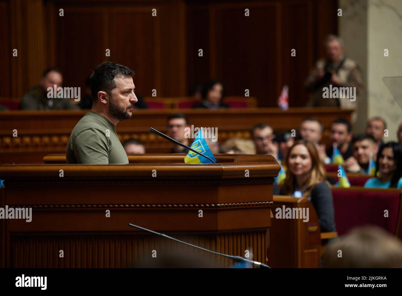 KIEV, UCRAINA - 03 maggio 2022 - il Presidente dell'Ucraina Volodymyr Zelenskyy nella Verkhovna Rada (Consiglio supremo dell'Ucraina ), Kiev, Ucraina. Nel Foto Stock