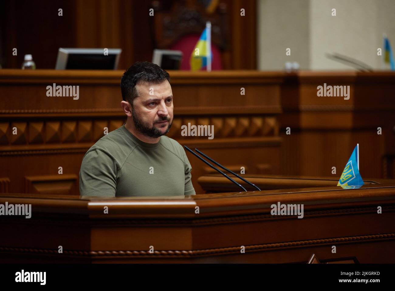 KIEV, UCRAINA - 03 maggio 2022 - il Presidente dell'Ucraina Volodymyr Zelenskyy nella Verkhovna Rada (Consiglio supremo dell'Ucraina ), Kiev, Ucraina. Nel Foto Stock