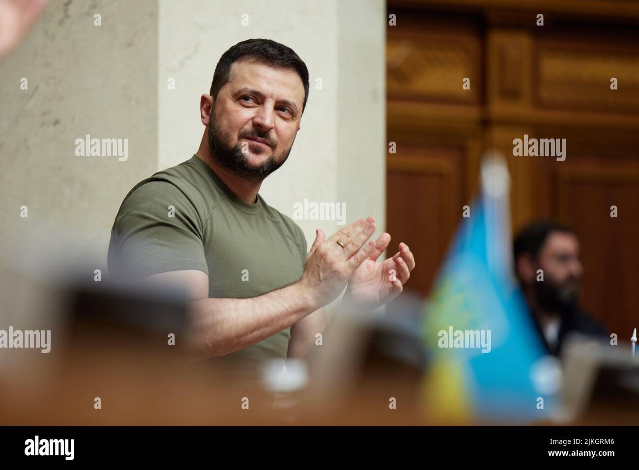KIEV, UCRAINA - 03 maggio 2022 - il Presidente dell'Ucraina Volodymyr Zelenskyy nella Verkhovna Rada (Consiglio supremo dell'Ucraina ), Kiev, Ucraina. Nel Foto Stock