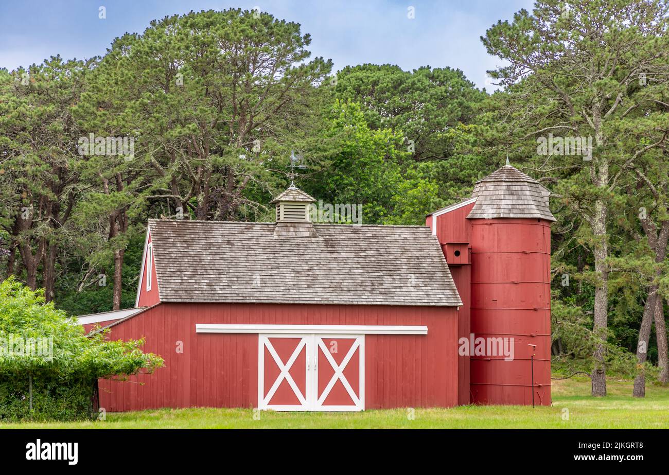 Old Red fienile a East Hampton, New York Foto Stock