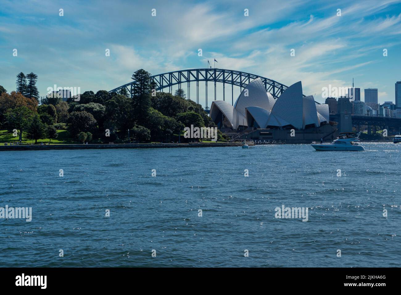 La vista della Sydney Opera House e del Ponte dell'Porto. Australia. Foto Stock