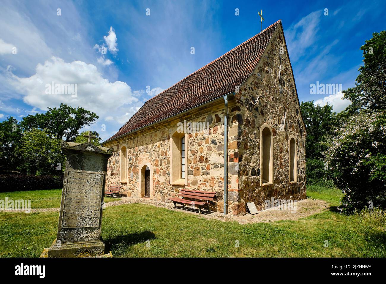 Elbschifferkirche a Priesitz, distretto di Bad Schmiedeberg, Sassonia-Anhalt, Germania, Europa Foto Stock