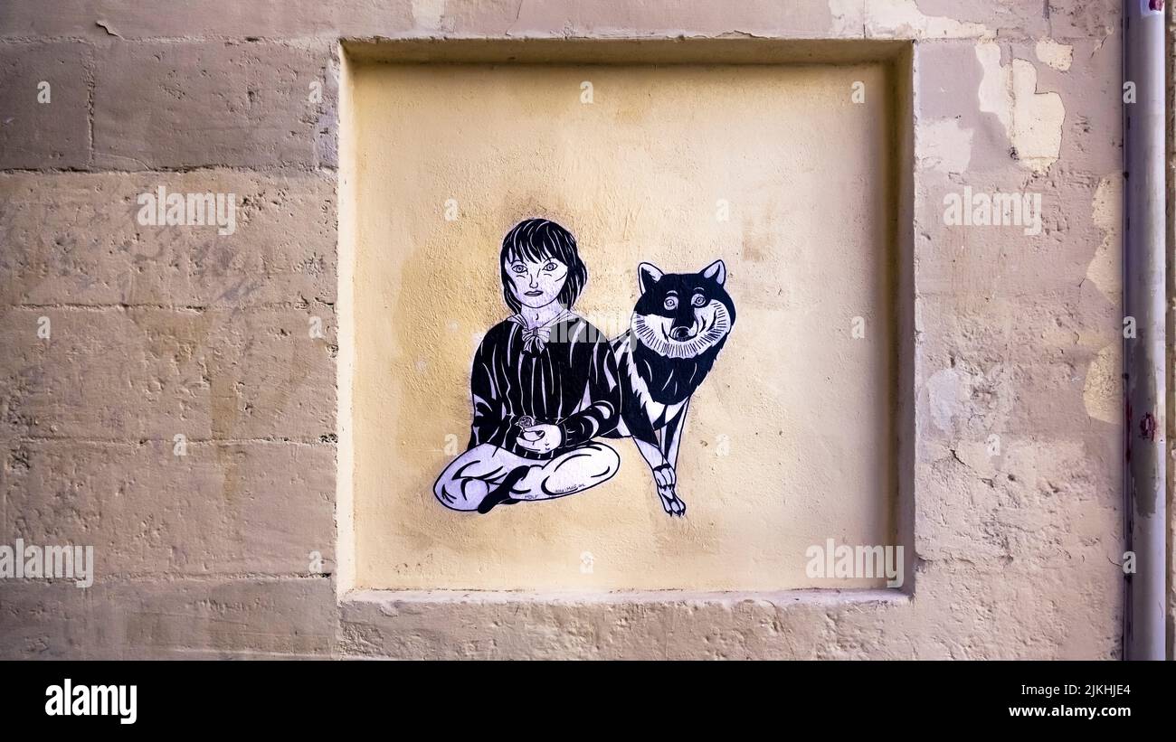 Graffiti nella città vecchia di Montpellier Foto Stock