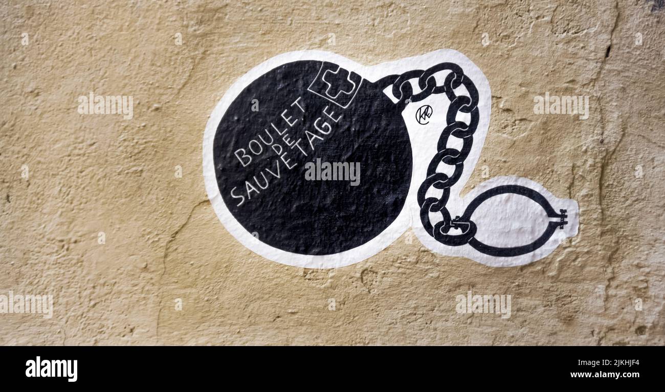 Graffiti nel centro storico di Montpellier. Foto Stock