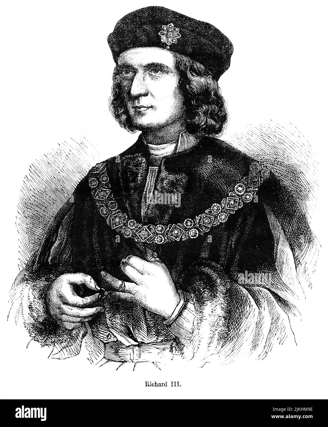 Richard III, Illustrazione dal Libro, 'John Cassel’s Illustrated History of England, Volume II', testo di William Howitt, Cassell, Petter, and Galpin, Londra, 1858 Foto Stock
