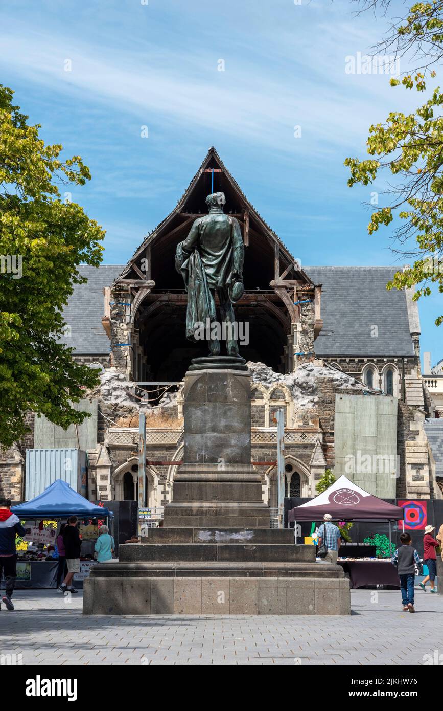 Rovina della famosa Cattedrale di Christchurch dopo il terremoto del 2011, Isola del Sud della Nuova Zelanda Foto Stock