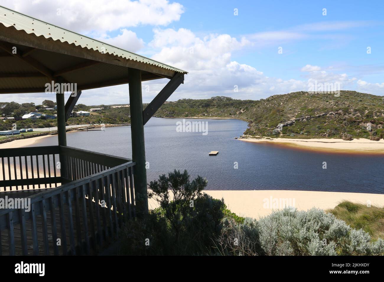 Un colpo di fiume moore da una piccola casa in Australia Foto Stock