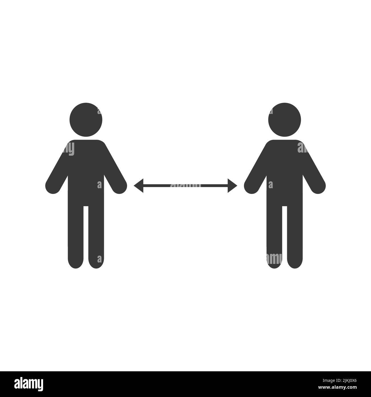 Icona di allontanamento sociale isolato su sfondo bianco. Mantenere la distanza. Illustrazione vettoriale. Illustrazione Vettoriale