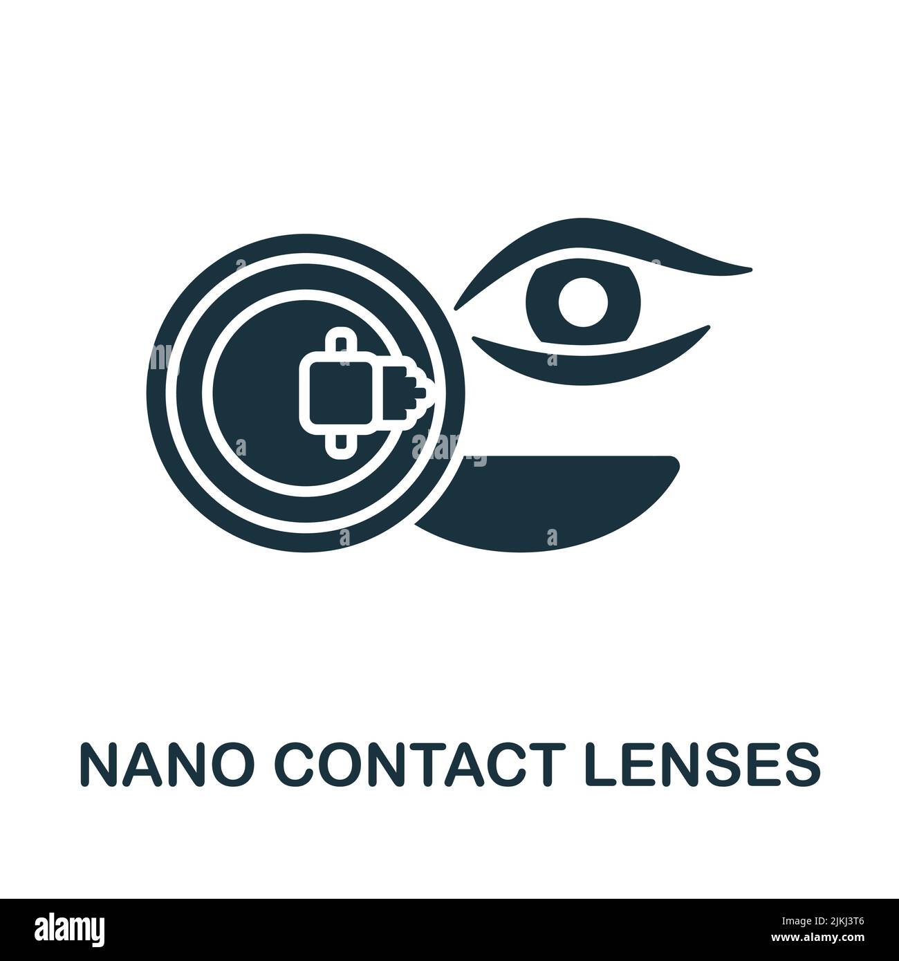 Icona lenti a contatto nano. Icona tecnologia monocromatica Simple Line Future per modelli, web design e infografiche Illustrazione Vettoriale