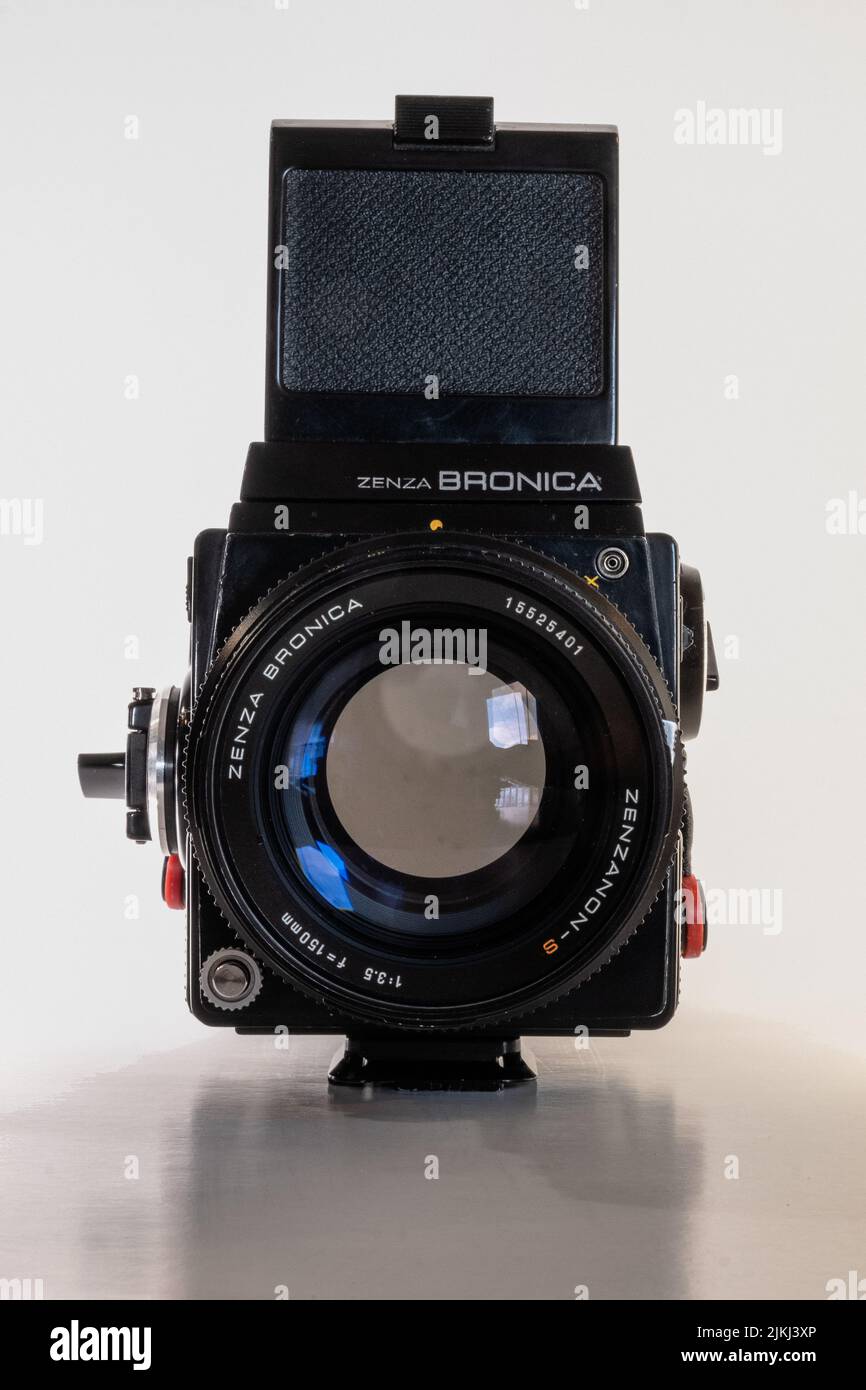 Ripresa verticale della telecamera Bronica di medio formato Foto Stock