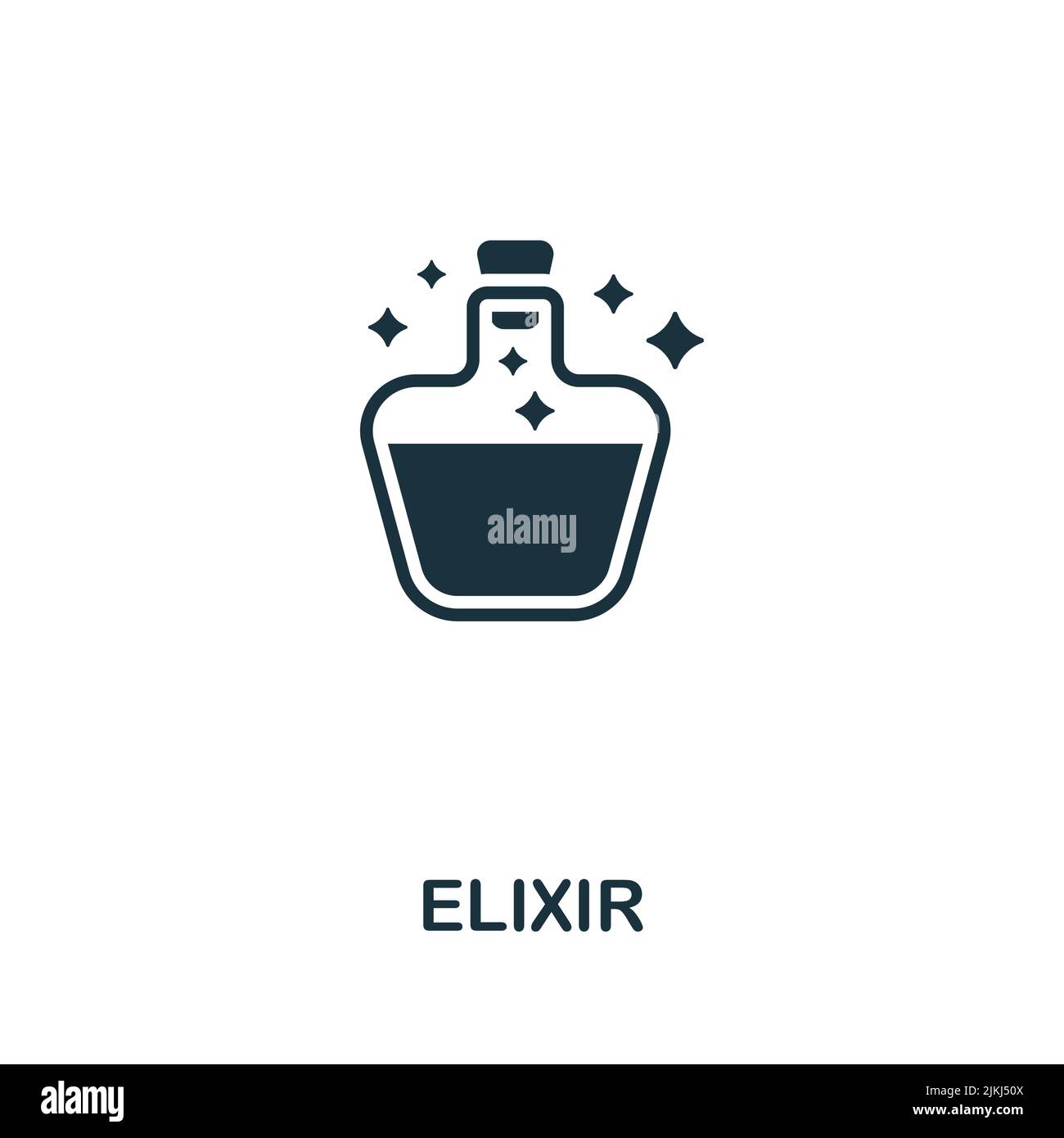 Icona Elixir. Icona elemento di gioco monocromatico a linea semplice per modelli, web design e infografiche Illustrazione Vettoriale