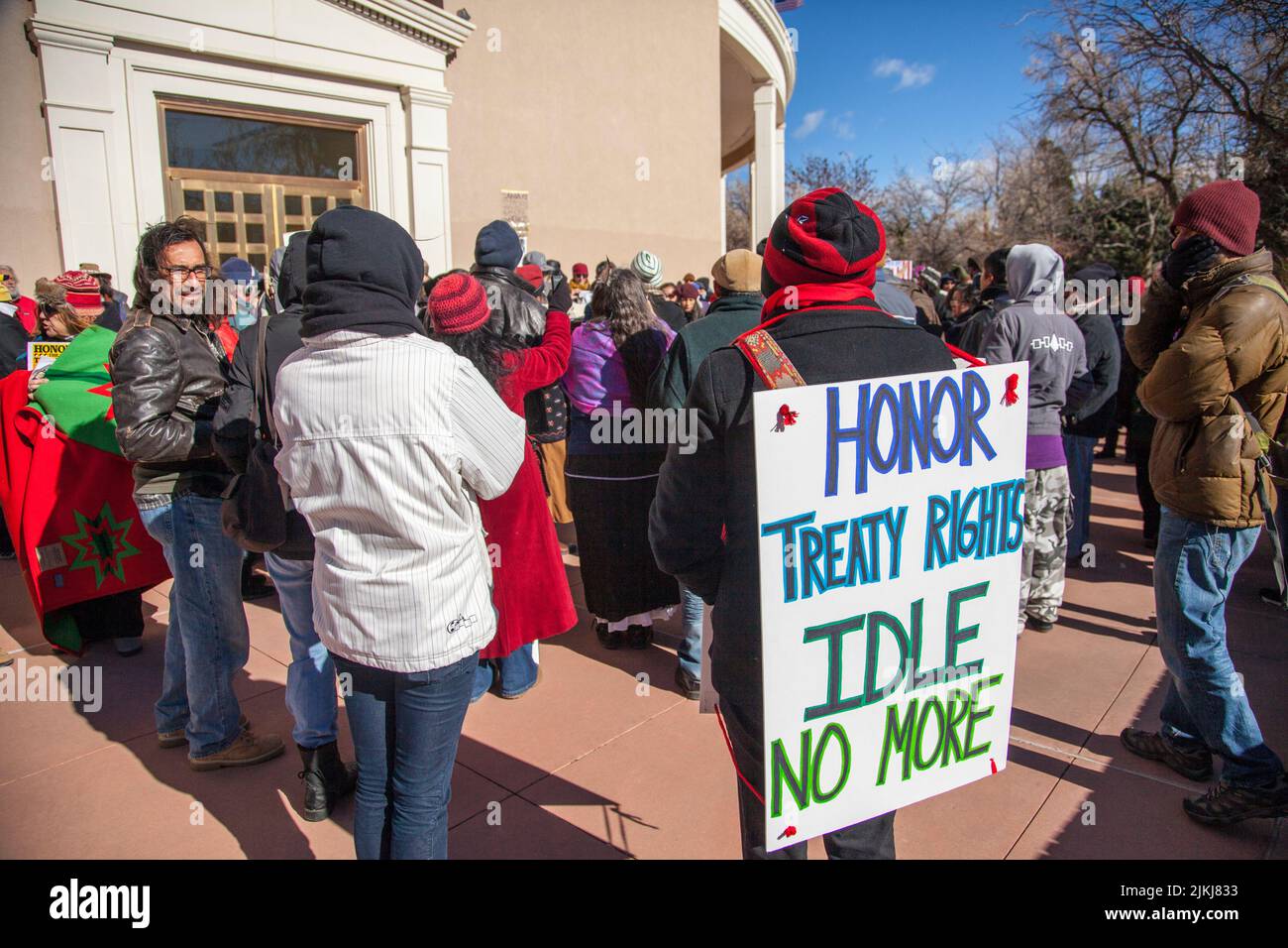 All'Idle non si rally più allo state Capital Building, Santa Fe New Mexico Foto Stock