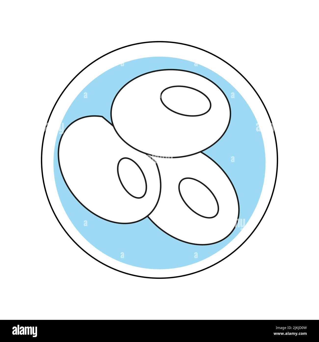 Icona ginecologia con sagoma rotonda, ovulo femminile in simbolo di piatto di Petri, elemento di design medico isolato su sfondo bianco. Illustrazione del vettore Flat Art. Illustrazione Vettoriale