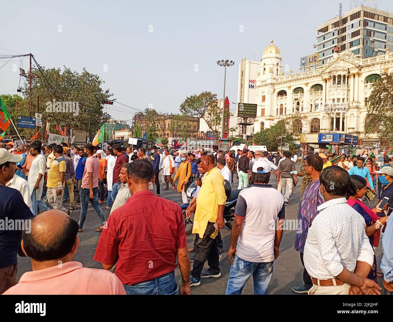 KOLKATA, BENGALA OCCIDENTALE, INDIA - 28 marzo 2022: Il Bengala BJP ha rivolto un raduno lunedì a kolkata per il massacro a Boktai di Rampurhat, Birbhum. Foto Stock