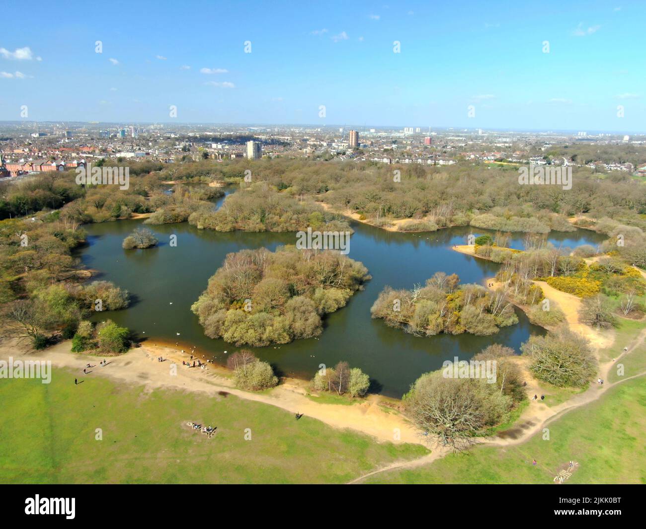 Una vista aerea di East London Hollow Ponds Foto Stock