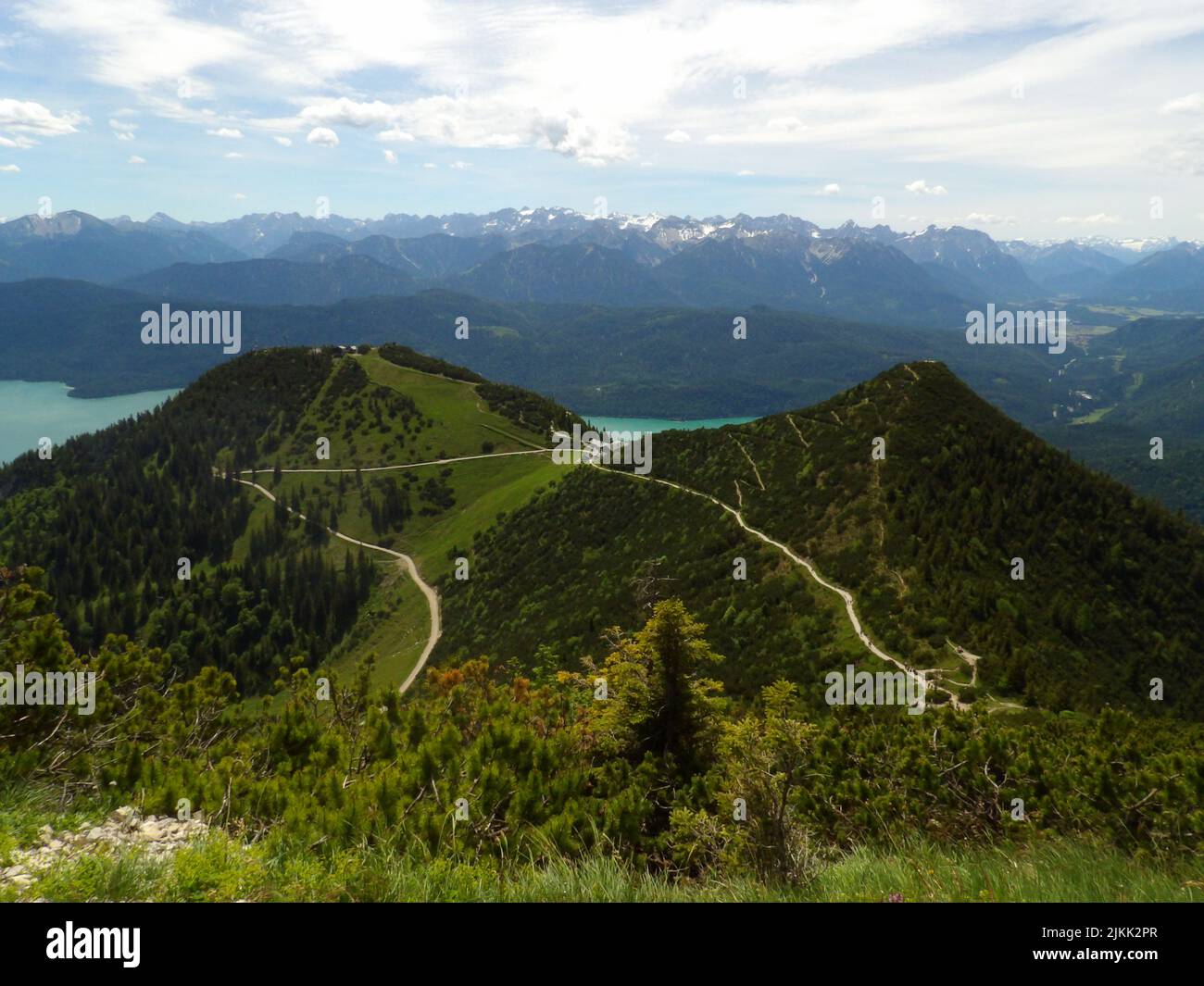 Una vista aerea delle Alpi da Herzogstand Foto Stock