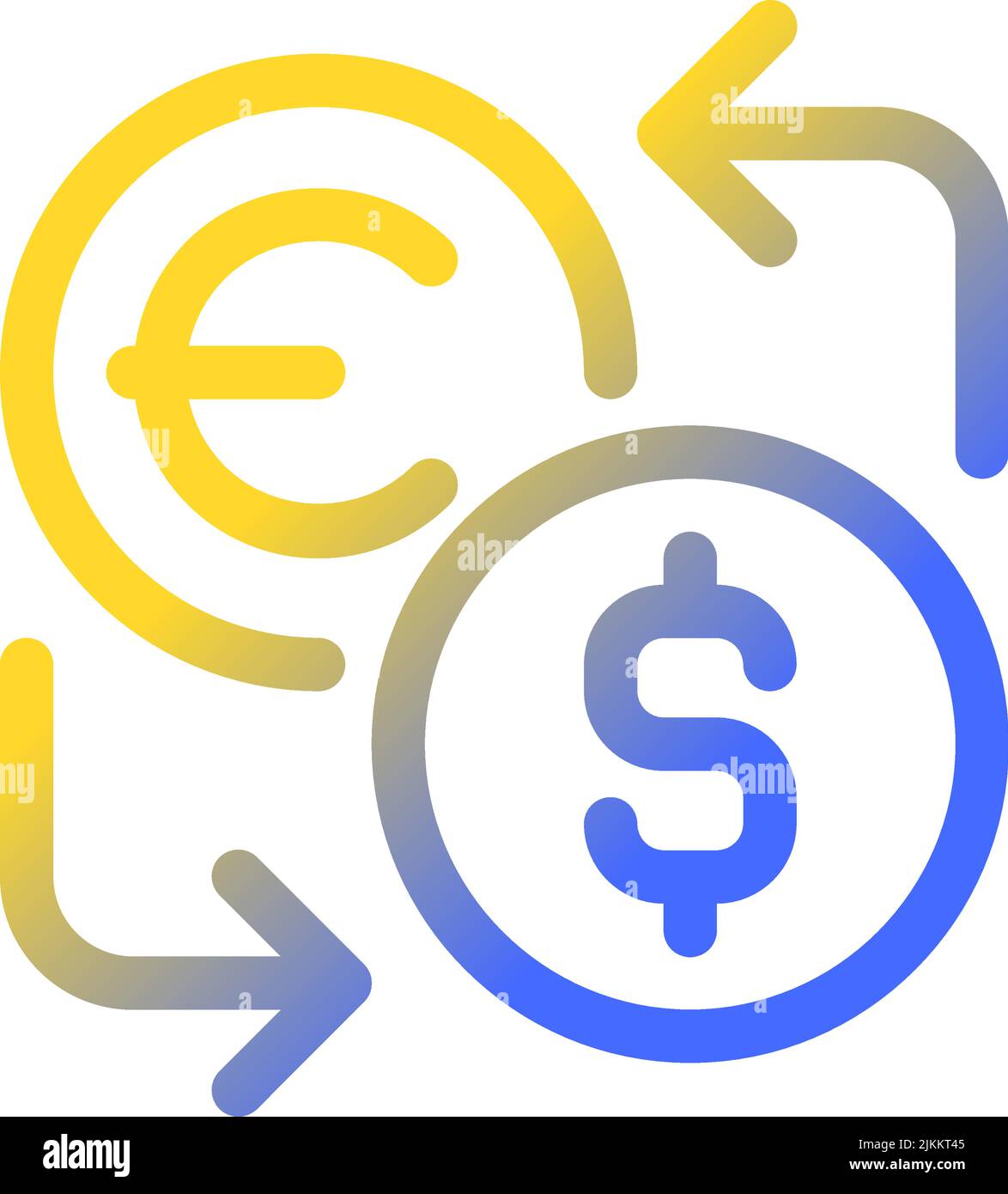 Icona dell'interfaccia utente lineare gradiente perfetto pixel di cambio valuta Illustrazione Vettoriale