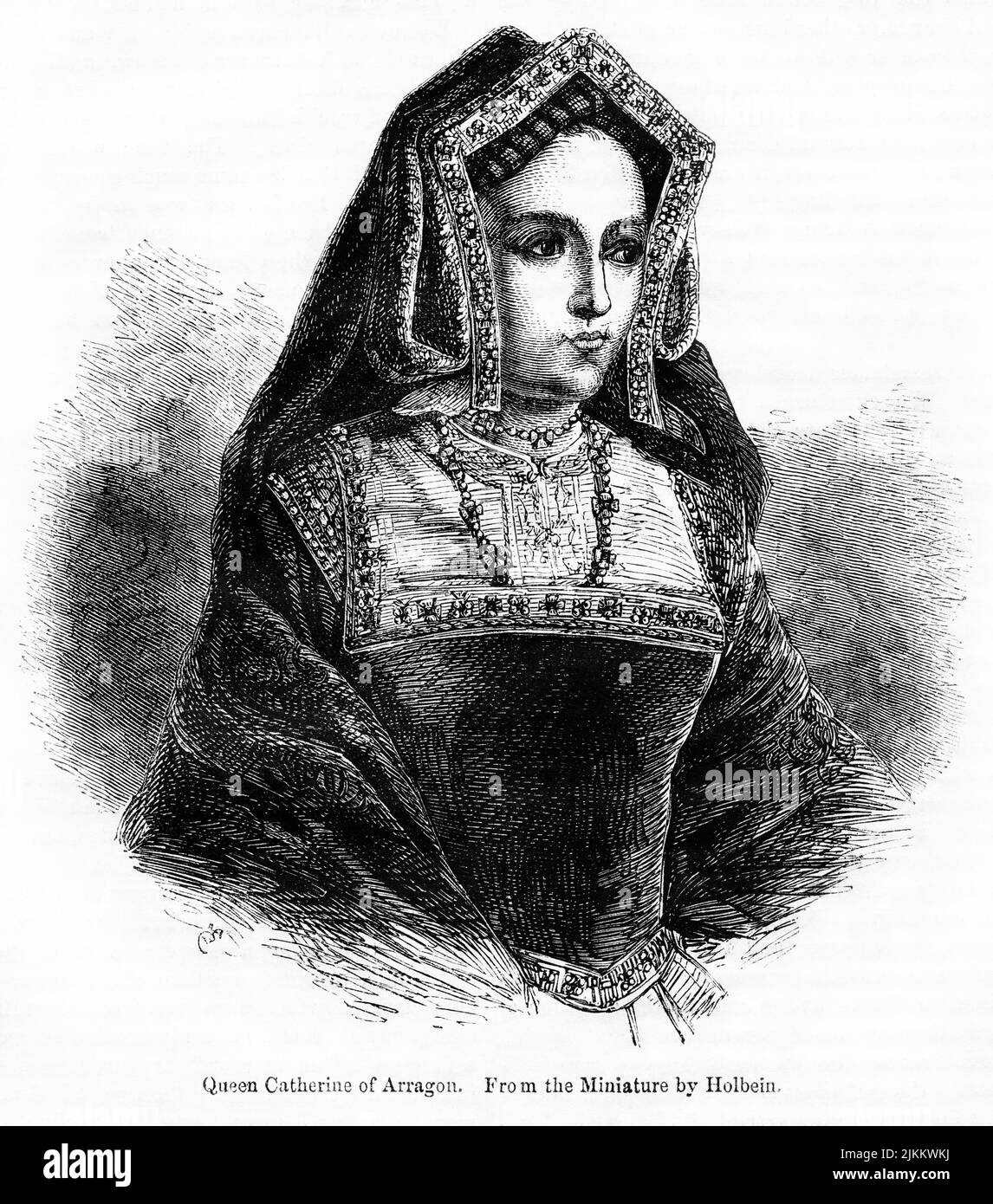 Regina Caterina d'Aragona, Illustrazione dal Libro, 'John Cassel’s Illustrated History of England, Volume II', testo di William Howitt, Cassell, Petter, and Galpin, Londra, 1858 Foto Stock